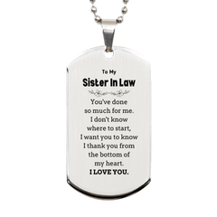 To My Sister In Law Gifts, I thank you from the bottom of my heart, Thank You Silver Dog Tag For Sister In Law, Birthday Christmas Cute Sister In Law Gifts