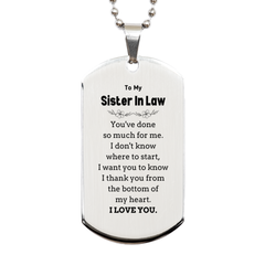 To My Sister In Law Gifts, I thank you from the bottom of my heart, Thank You Silver Dog Tag For Sister In Law, Birthday Christmas Cute Sister In Law Gifts