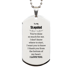 To My Stepdad Gifts, I thank you from the bottom of my heart, Thank You Silver Dog Tag For Stepdad, Birthday Christmas Cute Stepdad Gifts