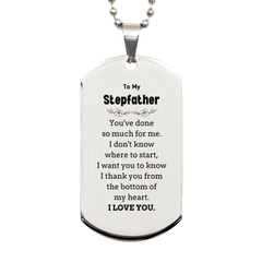To My Stepfather Gifts, I thank you from the bottom of my heart, Thank You Silver Dog Tag For Stepfather, Birthday Christmas Cute Stepfather Gifts