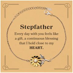 Cute Stepfather Gifts, Every day with you feels like a gift, Lovely Stepfather Sunflower Bracelet, Birthday Christmas Unique Gifts For Stepfather