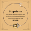 Cute Stepsister Gifts, Every day with you feels like a gift, Lovely Stepsister Sunflower Bracelet, Birthday Christmas Unique Gifts For Stepsister