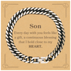 Cute Son Gifts, Every day with you feels like a gift, Lovely Son Cuban Link Chain Bracelet, Birthday Christmas Unique Gifts For Son