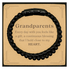Cute Grandparents Gifts, Every day with you feels like a gift, Lovely Grandparents Stone Leather Bracelets, Birthday Christmas Unique Gifts For Grandparents