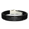 To My Godson Gifts, I thank you from the bottom of my heart, Thank You Black Glidelock Clasp Bracelet For Godson, Birthday Christmas Cute Godson Gifts