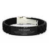 To My Stepdad Gifts, I thank you from the bottom of my heart, Thank You Black Glidelock Clasp Bracelet For Stepdad, Birthday Christmas Cute Stepdad Gifts