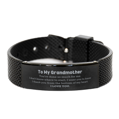 To My Grandmother Gifts, I thank you from the bottom of my heart, Thank You Black Shark Mesh Bracelet For Grandmother, Birthday Christmas Cute Grandmother Gifts