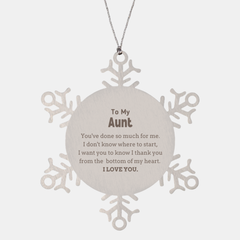 To My Aunt Gifts, I thank you from the bottom of my heart, Thank You Snowflake Ornament For Aunt, Birthday Christmas Cute Aunt Gifts