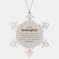 To My Goddaughter Gifts, I thank you from the bottom of my heart, Thank You Snowflake Ornament For Goddaughter, Birthday Christmas Cute Goddaughter Gifts