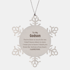 To My Godson Gifts, I thank you from the bottom of my heart, Thank You Snowflake Ornament For Godson, Birthday Christmas Cute Godson Gifts