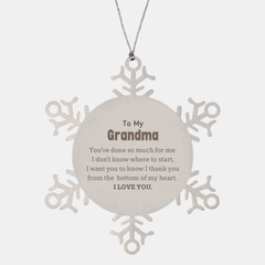 To My Grandma Gifts, I thank you from the bottom of my heart, Thank You Snowflake Ornament For Grandma, Birthday Christmas Cute Grandma Gifts