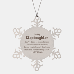 To My Stepdaughter Gifts, I thank you from the bottom of my heart, Thank You Snowflake Ornament For Stepdaughter, Birthday Christmas Cute Stepdaughter Gifts