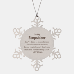 To My Stepsister Gifts, I thank you from the bottom of my heart, Thank You Snowflake Ornament For Stepsister, Birthday Christmas Cute Stepsister Gifts