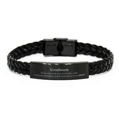 Cute Godson Gifts, Every day with you feels like a gift, Lovely Godson Braided Leather Bracelet, Birthday Christmas Unique Gifts For Godson