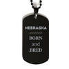 Proud Nebraska Gifts, Born and bred, Nebraska State Christmas Birthday Black Dog Tag For Men, Women, Friends