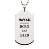 Proud Hawaii Gifts, Born and bred, Hawaii State Christmas Birthday Silver Dog Tag For Men, Women, Friends