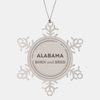 Proud Alabama Gifts, Born and bred, Alabama State Christmas Birthday Snowflake Ornament For Men, Women, Friends
