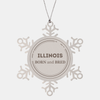 Proud Illinois Gifts, Born and bred, Illinois State Christmas Birthday Snowflake Ornament For Men, Women, Friends
