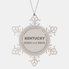 Proud Kentucky Gifts, Born and bred, Kentucky State Christmas Birthday Snowflake Ornament For Men, Women, Friends
