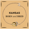 Proud Kansas Gifts, Born and bred, Kansas State Christmas Birthday Sunflower Bracelet For Men, Women, Friends