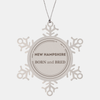 Proud New Hampshire Gifts, Born and bred, New Hampshire State Christmas Birthday Snowflake Ornament For Men, Women, Friends