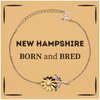 Proud New Hampshire Gifts, Born and bred, New Hampshire State Christmas Birthday Sunflower Bracelet For Men, Women, Friends
