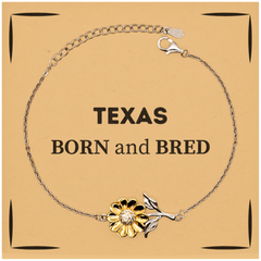 Proud Texas Gifts, Born and bred, Texas State Christmas Birthday Sunflower Bracelet For Men, Women, Friends