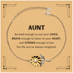 Aunt Sunflower Bracelet, Live the life you've always imagined, Inspirational Gifts For Aunt, Birthday Christmas Motivational Gifts For Aunt