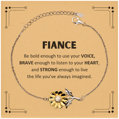 Fiance Sunflower Bracelet, Live the life you've always imagined, Inspirational Gifts For Fiance, Birthday Christmas Motivational Gifts For Fiance