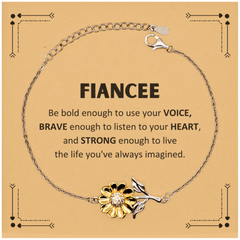 Fiancee Sunflower Bracelet, Live the life you've always imagined, Inspirational Gifts For Fiancee, Birthday Christmas Motivational Gifts For Fiancee