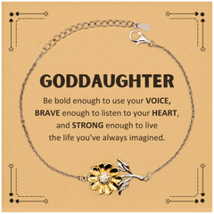 Goddaughter Sunflower Bracelet, Live the life you've always imagined, Inspirational Gifts For Goddaughter, Birthday Christmas Motivational Gifts For Goddaughter
