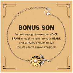 Bonus Son Sunflower Bracelet, Live the life you've always imagined, Inspirational Gifts For Bonus Son, Birthday Christmas Motivational Gifts For Bonus Son
