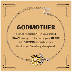Godmother Sunflower Bracelet, Live the life you've always imagined, Inspirational Gifts For Godmother, Birthday Christmas Motivational Gifts For Godmother