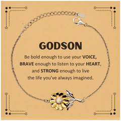 Godson Sunflower Bracelet, Live the life you've always imagined, Inspirational Gifts For Godson, Birthday Christmas Motivational Gifts For Godson