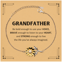 Grandfather Sunflower Bracelet, Live the life you've always imagined, Inspirational Gifts For Grandfather, Birthday Christmas Motivational Gifts For Grandfather