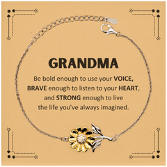 Grandma Sunflower Bracelet, Live the life you've always imagined, Inspirational Gifts For Grandma, Birthday Christmas Motivational Gifts For Grandma