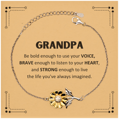 Grandpa Sunflower Bracelet, Live the life you've always imagined, Inspirational Gifts For Grandpa, Birthday Christmas Motivational Gifts For Grandpa