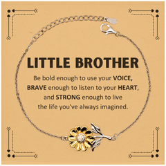 Little Brother Sunflower Bracelet, Live the life you've always imagined, Inspirational Gifts For Little Brother, Birthday Christmas Motivational Gifts For Little Brother