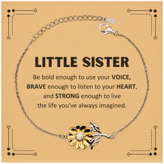 Little Sister Sunflower Bracelet, Live the life you've always imagined, Inspirational Gifts For Little Sister, Birthday Christmas Motivational Gifts For Little Sister