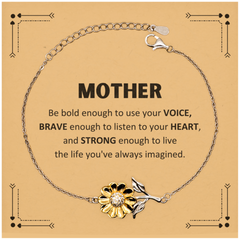 Mother Sunflower Bracelet, Live the life you've always imagined, Inspirational Gifts For Mother, Birthday Christmas Motivational Gifts For Mother