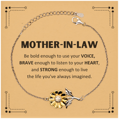 Mother-In-Law Sunflower Bracelet, Live the life you've always imagined, Inspirational Gifts For Mother-In-Law, Birthday Christmas Motivational Gifts For Mother-In-Law