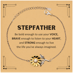 Stepfather Sunflower Bracelet, Live the life you've always imagined, Inspirational Gifts For Stepfather, Birthday Christmas Motivational Gifts For Stepfather