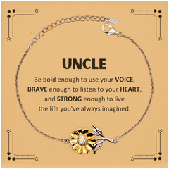 Uncle Sunflower Bracelet, Live the life you've always imagined, Inspirational Gifts For Uncle, Birthday Christmas Motivational Gifts For Uncle