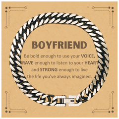 Boyfriend Cuban Link Chain Bracelet, Live the life you've always imagined, Inspirational Gifts For Boyfriend, Birthday Christmas Motivational Gifts For Boyfriend