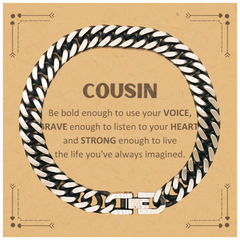 Cousin Cuban Link Chain Bracelet, Live the life you've always imagined, Inspirational Gifts For Cousin, Birthday Christmas Motivational Gifts For Cousin