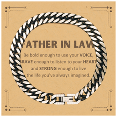 Father In Law Cuban Link Chain Bracelet, Live the life you've always imagined, Inspirational Gifts For Father In Law, Birthday Christmas Motivational Gifts For Father In Law