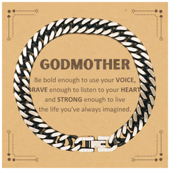 Godmother Cuban Link Chain Bracelet, Live the life you've always imagined, Inspirational Gifts For Godmother, Birthday Christmas Motivational Gifts For Godmother