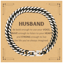 Husband Cuban Link Chain Bracelet, Live the life you've always imagined, Inspirational Gifts For Husband, Birthday Christmas Motivational Gifts For Husband