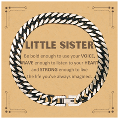 Little Sister Cuban Link Chain Bracelet, Live the life you've always imagined, Inspirational Gifts For Little Sister, Birthday Christmas Motivational Gifts For Little Sister