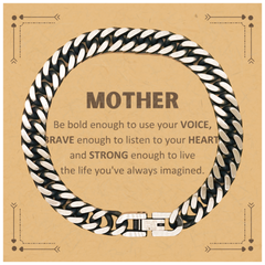 Mother Cuban Link Chain Bracelet, Live the life you've always imagined, Inspirational Gifts For Mother, Birthday Christmas Motivational Gifts For Mother